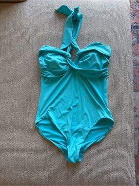 Seafolly Teal Twist-Front One-Piece Swimsuit